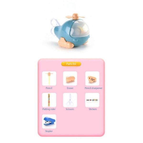 6 pcs / Set Kotak Pensil Bentuk Helikopter Lucu Multifungsi Untuk Anak Aircraft Stationary Set