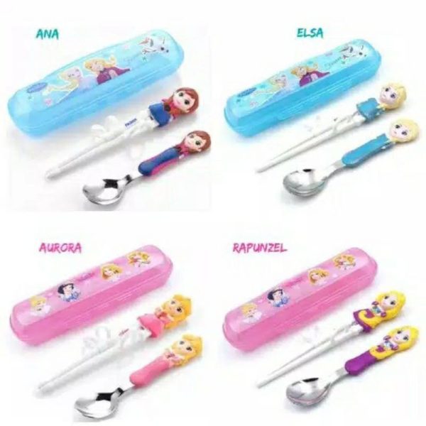 Alat makan set disney training chopstick 3D 3 Dimensi