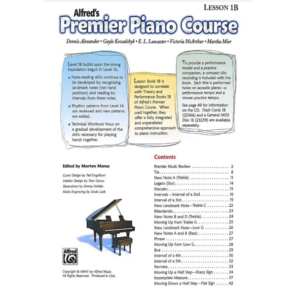Alfred's Premium Piano Course Lesson 1B