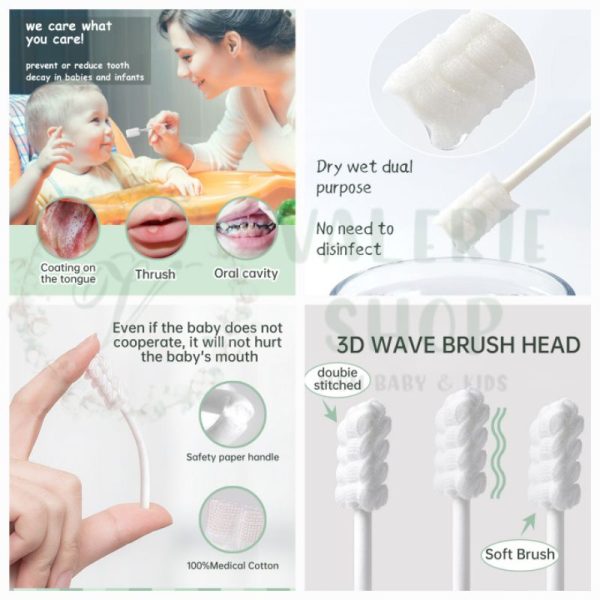 Baby Oral Cleaner Cotton Toothbrush Oral Care baby kassa stick sikat lidah stik bayi kassa steril