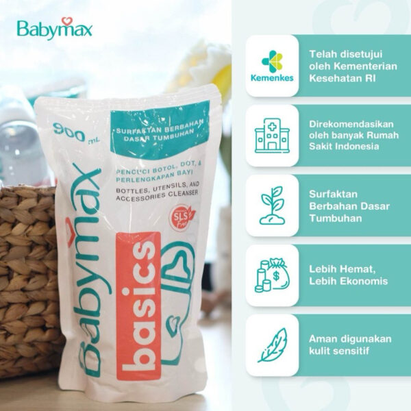 BABYMAX ECOCERT BOTTLE AND UTENSILS REFIL 480mL Babymax Basics 900ml dishsoap dishwash sleek cloudy pureco