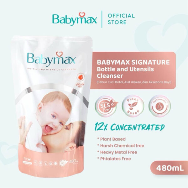 BABYMAX ECOCERT BOTTLE AND UTENSILS REFIL 480mL Babymax Basics 900ml dishsoap dishwash sleek cloudy pureco