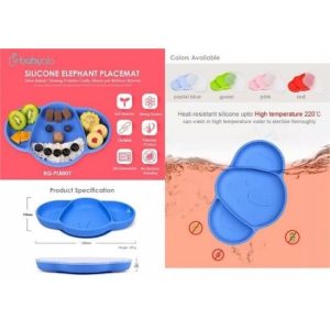 Babyqlo Silicone Elephant Placemat BQ PL8007 piring makan bayi alat makan silicone