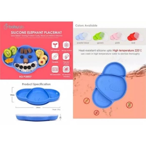 Babyqlo Silicone Elephant Placemat BQ PL8007 piring makan bayi alat makan silicone