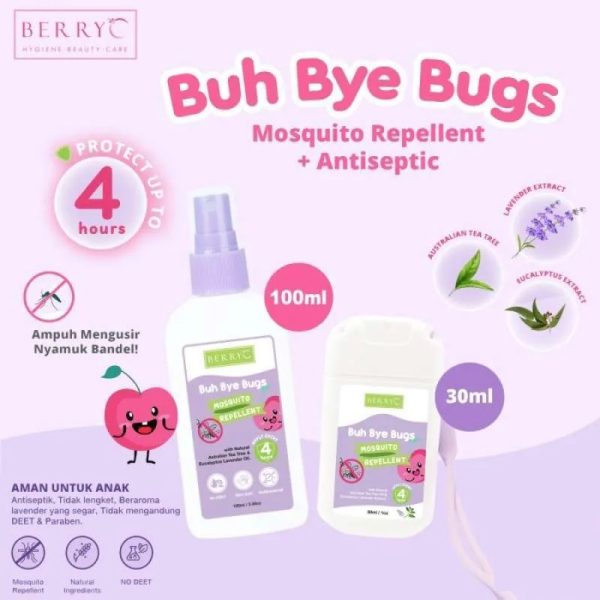 BerryC Buh Bye Bugs (BBB) Mosquito Repellent with Antibacterial berry C buh Bye Bugs 100ml BerryC Mosquito & Insect Repellent PatchStiker Anti Nyamuk Tahan Lama 36 Jam