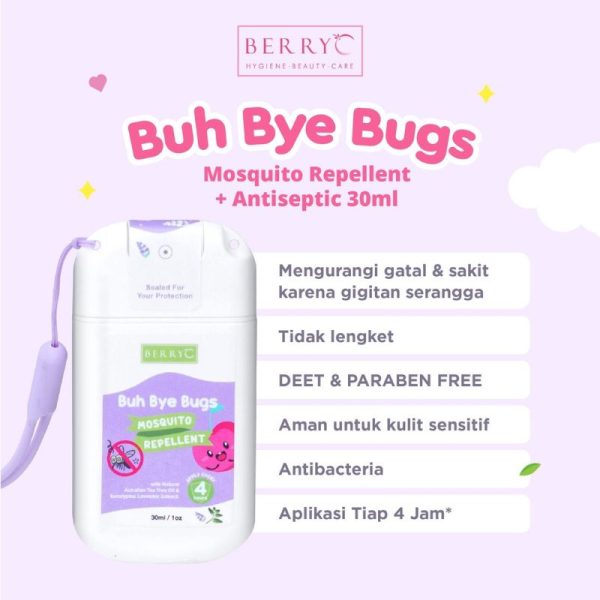 BerryC Buh Bye Bugs (BBB) Mosquito Repellent with Antibacterial berry C buh Bye Bugs 100ml BerryC Mosquito & Insect Repellent PatchStiker Anti Nyamuk Tahan Lama 36 Jam