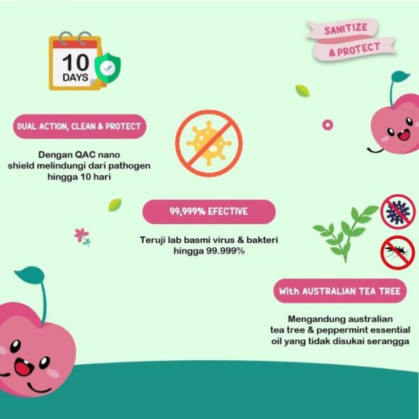 BerryC Floor Cleaner & Coat 500ml pembersih lantai manual / robot aroma peppermint bebas bakteri 10 hari