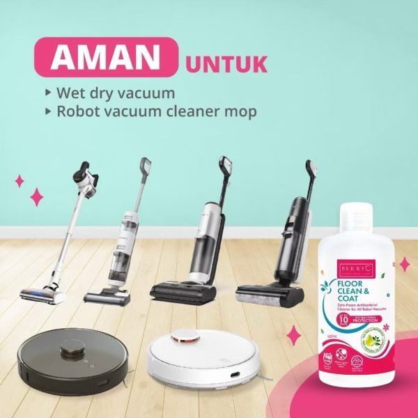 BerryC Floor Cleaner & Coat 500ml pembersih lantai manual / robot aroma peppermint bebas bakteri 10 hari