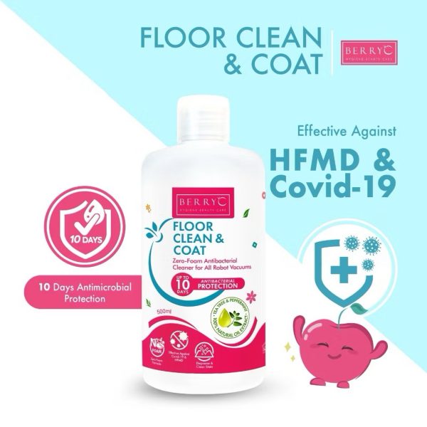 BerryC Floor Cleaner & Coat 500ml pembersih lantai manual / robot aroma peppermint bebas bakteri 10 hari