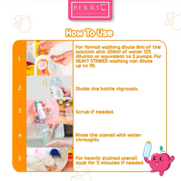 BerryC Food Safe Utensil & Dish Wash 200G 820G Sabun Cuci Botol Susu Bayi Baby Bottle Soap Cleanser