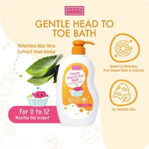 BerryC Gentle Head to Toe Wash Baby Care Natural Sabun & Shampo 3in1 Perawatan Kulit Sensitif Bayi Aman Untuk Eczema Sensitive Skin Kering Dry Normal Active Harum Wangi Soap Shampoo Baby Kids Children Care Organic Organik Rambut Pelembab Moisturizer Cream