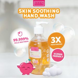 BerryC Skin Soothing HandWash 330gr Aman untuk Kulit Sensitif Eczema Sabun Handsoap Cuci Tangan Lily Vanila eksim sensitive harum refill lembut premium malaysia impor bpom kemenkes aman anak bayi hand soap Hand Wash