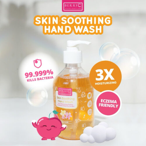 BerryC Skin Soothing HandWash 330gr Aman untuk Kulit Sensitif Eczema Sabun Handsoap Cuci Tangan Lily Vanila eksim sensitive harum refill lembut premium malaysia impor bpom kemenkes aman anak bayi hand soap Hand Wash