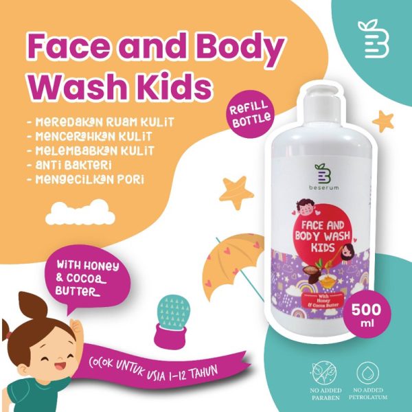 Beserum Face and Body Wash Kids 500ml Beeserum Reffil Size