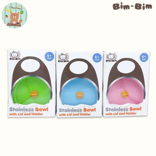 Bim-Bim Stainless Bowl with lid and handle / mangkok makan anak stainless Bim-333