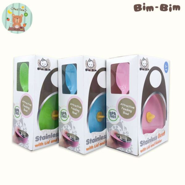 Bim-Bim Stainless Bowl with lid and handle / mangkok makan anak stainless Bim-333