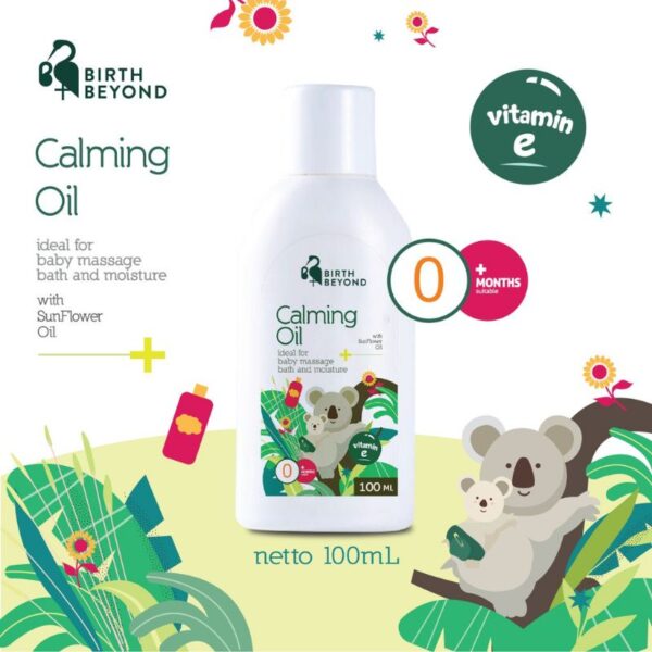 Birth and Beyond Calming Oil 100ml baby oil yang lembut, ideal untuk pijat bayi dan moisturizer kulit.