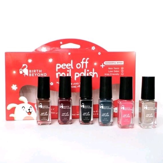 Birth Beyond Peel Off Nail Polish 6pcs×5ml Kids Nail Polish Peel off nail polish kutek anak bahan dasar air