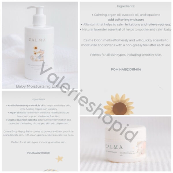 Calma Baby Comforting Calendula Oil 100ml Calma Baby Moisturizing Lotion 250ml Calma Baby Top To Toe Wash 250ml Calma Baby Calming Cream 50ml Calma Baby Nappy Balm 50ml Calma Baby Gentle Foaming Hand soap 250ml