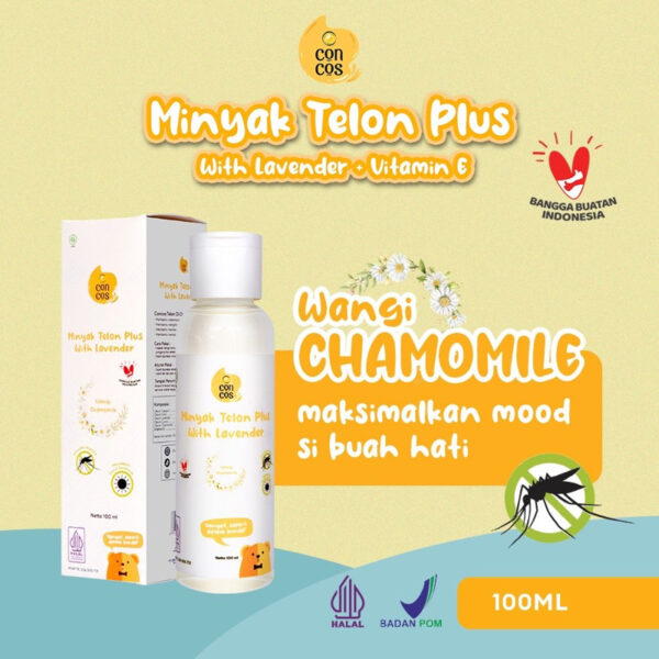 Concos Minyak Telon Plus With Lavender Aroma Chamomile 100 ML / Minyak Telon Bayi Vitamin E Anti Nyamuk / Telon Lavender