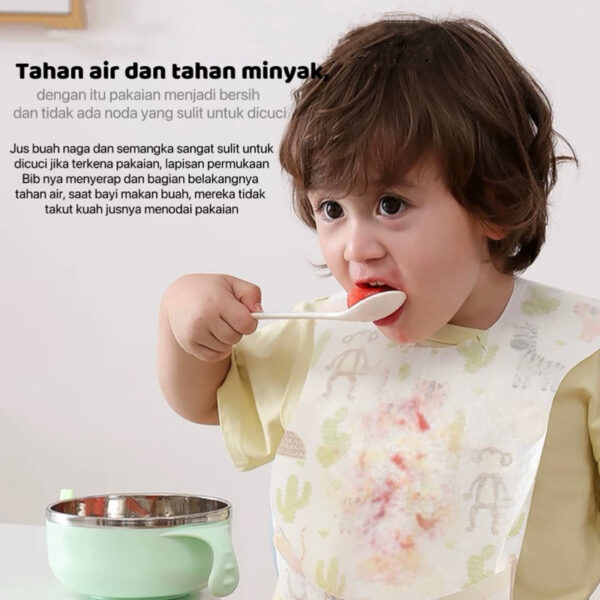 DISPOSABLE BIB/PREMIUM CELEMEK ANAK/BAYI APRON SEKALI PAKAI  HANDUK AIR LIUR /MAKAN ANTI RIBET TAHAN AIR DAN MENCEGAH RUAM