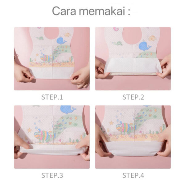 DISPOSABLE BIB/PREMIUM CELEMEK ANAK/BAYI APRON SEKALI PAKAI  HANDUK AIR LIUR /MAKAN ANTI RIBET TAHAN AIR DAN MENCEGAH RUAM