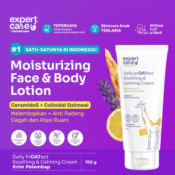 Expert Care Soothing Calming Moisturizer Cream Lotion Bayi Anak Colloidal Oatmeal Ceramide Kulit Sensitif
