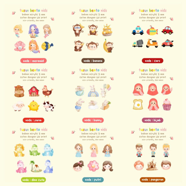 Food Picks Tusukan Bento Acrylic Disney Princess Marvel bento lunch box akrilik