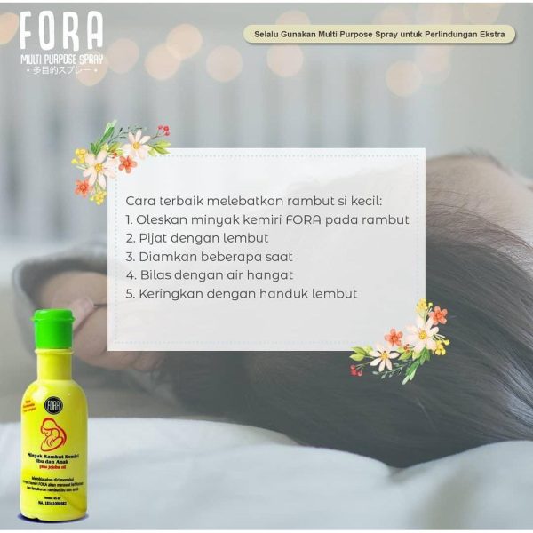 ForaBaby Minyak Kemiri Murni + Jojoba Oil Penumbuh Rambut dan Alis FORA BPOM 65ml Fora Minyak Urut Telon Cold & Flu bugs away