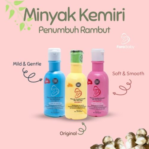 ForaBaby Minyak Kemiri Murni + Jojoba Oil Penumbuh Rambut dan Alis FORA BPOM 65ml Fora Minyak Urut Telon Cold & Flu bugs away