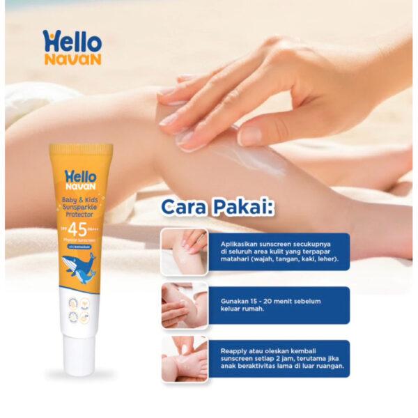 Hello Navan Sunsparkle Protector SPF 45 PA+++ adalah sunscreen anak fisik Physical Sunscreen