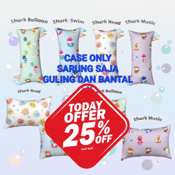 HIKARUSA X BABY SHARK CASE SARUNG BANTAL SARUNG GULING BANTAL GULING BAYI TENCEL MODAL HIKARUSA