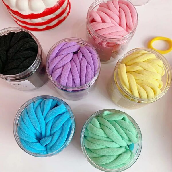 Ikat rambut nylon 50pcs / karet rambut kemasan toples