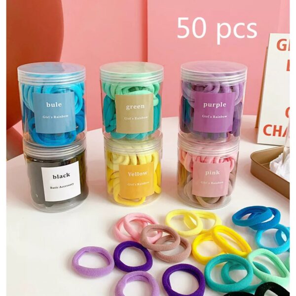 Ikat rambut nylon 50pcs / karet rambut kemasan toples