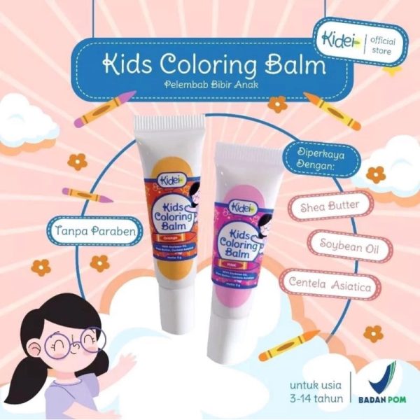 Kidei Kids Coloring Lip Balm - Pelembab Bibir Anak Lipbalm anak
