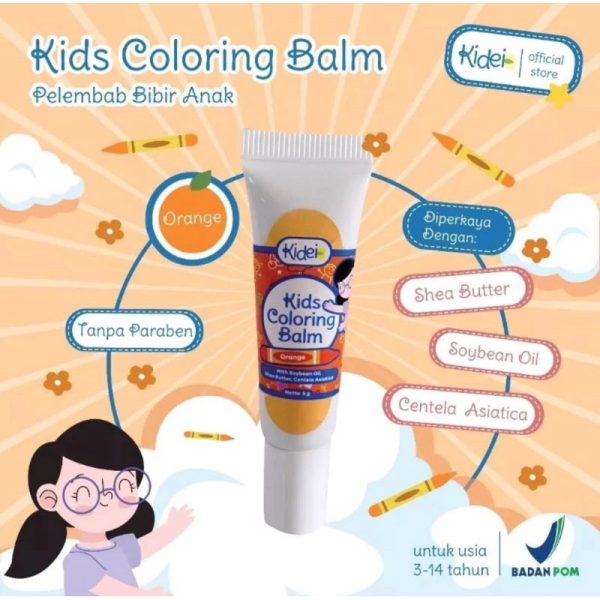 Kidei Kids Coloring Lip Balm - Pelembab Bibir Anak Lipbalm anak