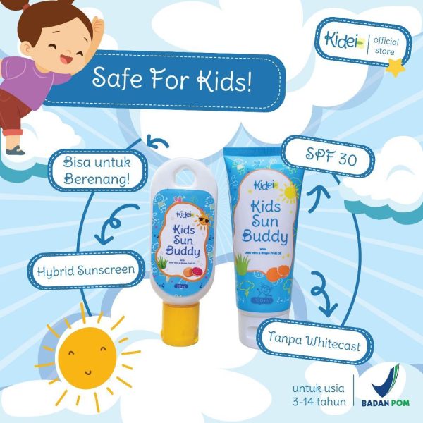 KIDEI Kids Sun Buddy Sunscreen Wajah Dan Badan Anak 100ml - Hybrid Sunscreen