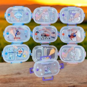 Kotak Makan Stainless Steel 2 Sekat Kuromi Melody Cinnamoroll Cars Spiderman | Lunch Box 2 Sekat Anti Bocor sanrio