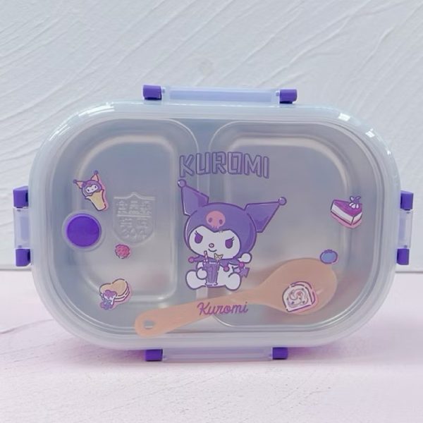 Kotak Makan Stainless Steel 2 Sekat Kuromi Melody Cinnamoroll Cars Spiderman | Lunch Box 2 Sekat Anti Bocor sanrio