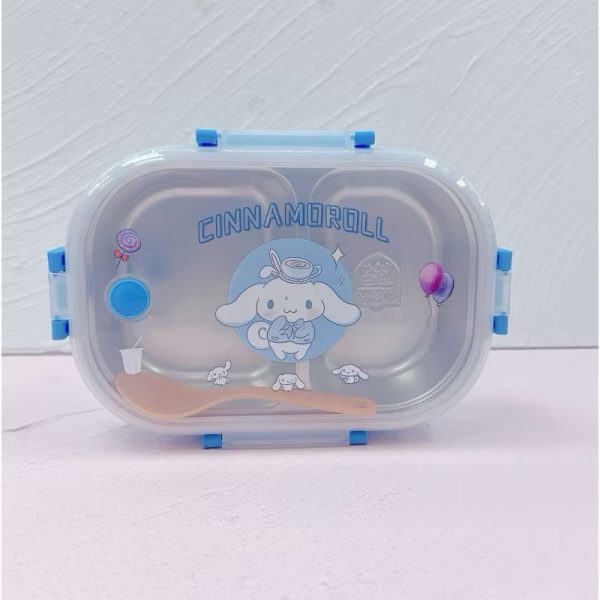 Kotak Makan Stainless Steel 2 Sekat Kuromi Melody Cinnamoroll Cars Spiderman | Lunch Box 2 Sekat Anti Bocor sanrio