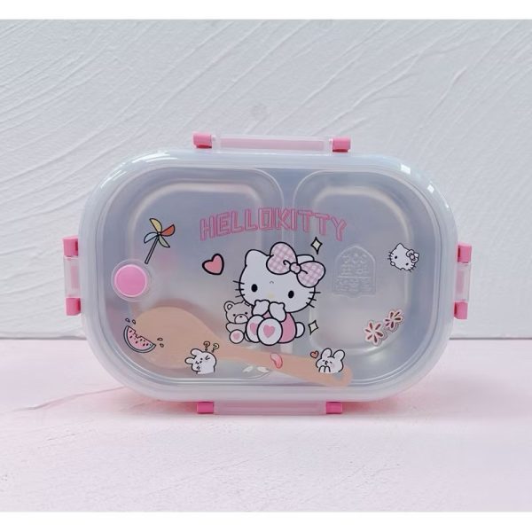 Kotak Makan Stainless Steel 2 Sekat Kuromi Melody Cinnamoroll Cars Spiderman | Lunch Box 2 Sekat Anti Bocor sanrio