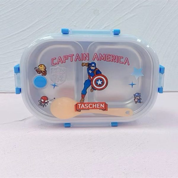 Kotak Makan Stainless Steel 2 Sekat Kuromi Melody Cinnamoroll Cars Spiderman | Lunch Box 2 Sekat Anti Bocor sanrio
