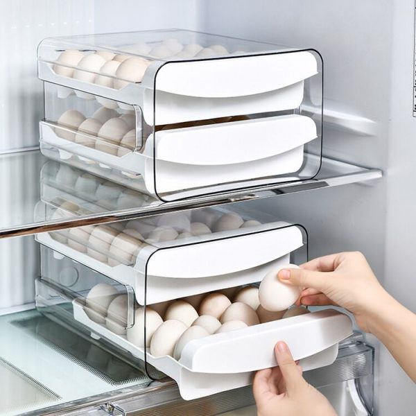 Kotak Penyimpanan Telur 2 tingkat laci penyimpan Telur Portable