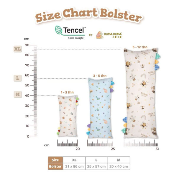 KUMA KUMA - Bantal Guling Tencel New Arrival Pattern (Ukuran | Bantal Guling Rillakkuma / Guling Bayi / Bantal Guling Anak Hikarusa