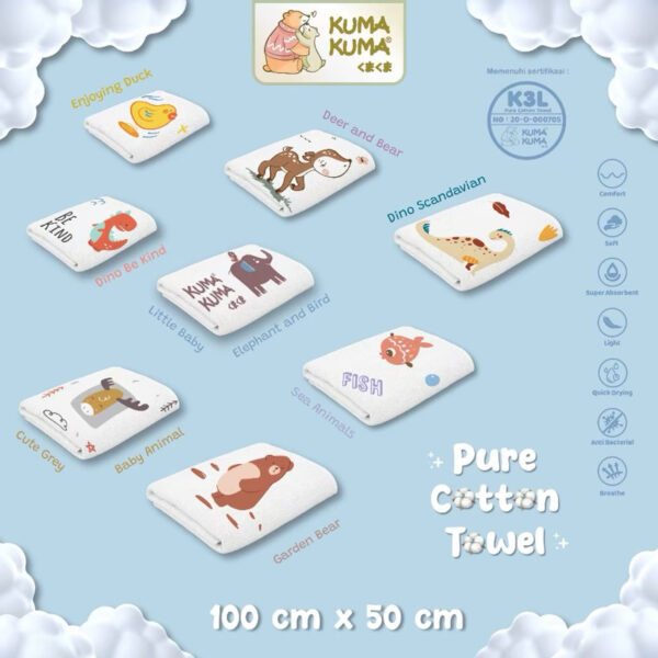 Kuma Kuma Micro dry Towel (140x70cm) Handuk Microfiber Pure Cotton Towel (100x50cm) Handuk Anak Karakter Lucu