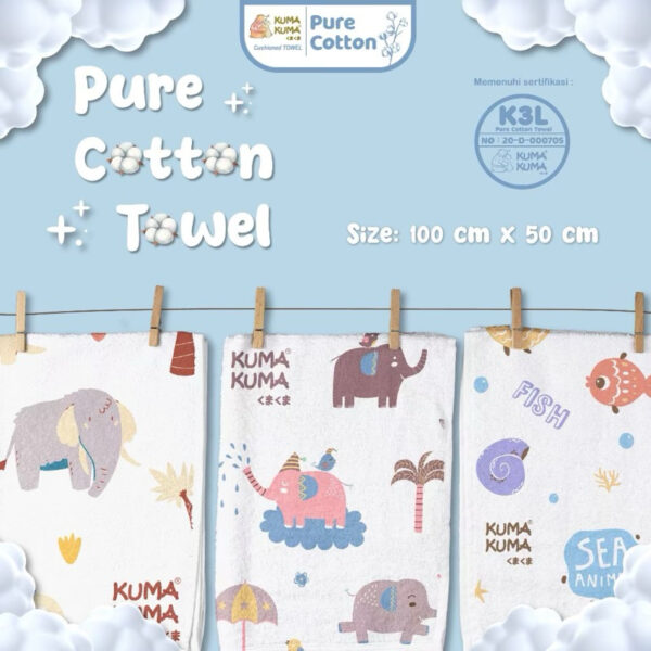 Kuma Kuma Micro dry Towel (140x70cm) Handuk Microfiber Pure Cotton Towel (100x50cm) Handuk Anak Karakter Lucu