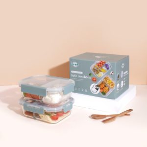 Little Dimple Split Lunch Box kotak makan sekat bahan kaca