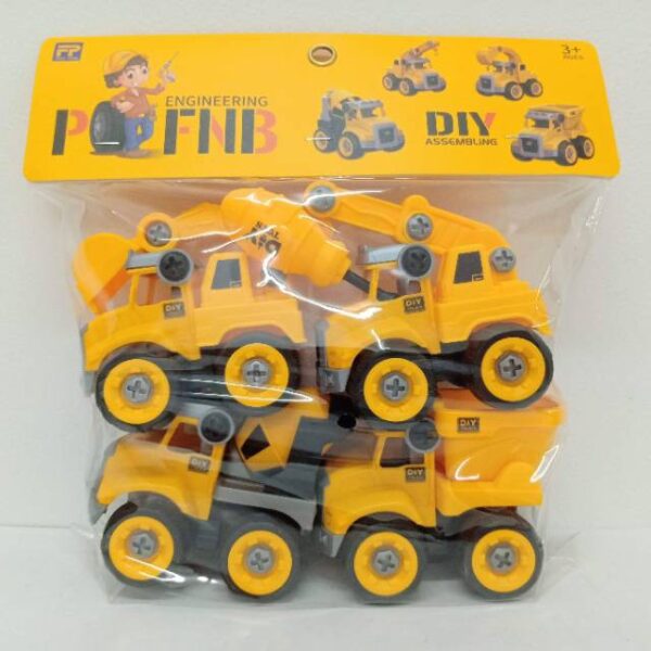 Mainan Mobil Truk Konstruksi DIY Assembling 4 in 1 Engineering Trucks