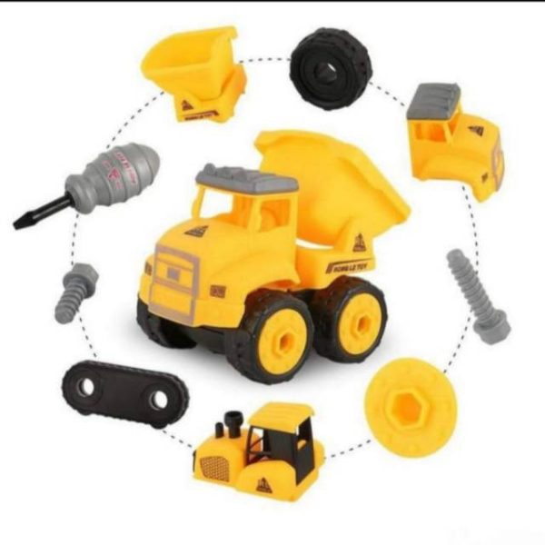 Mainan Mobil Truk Konstruksi DIY Assembling 4 in 1 Engineering Trucks