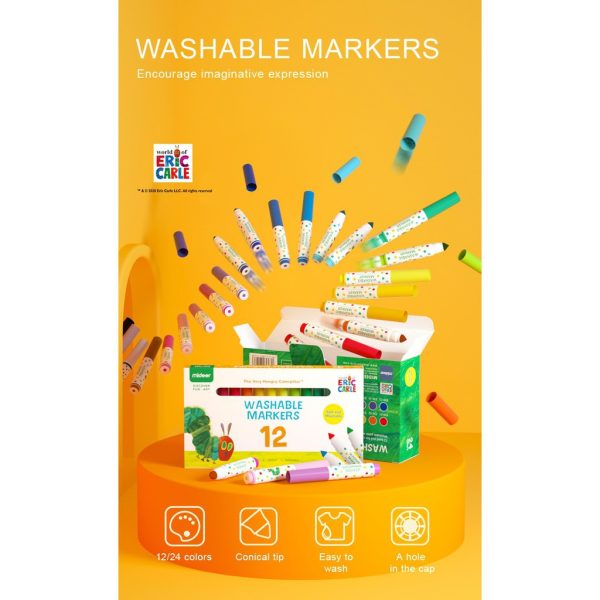 MARKER WASHABLE Mideer X Eric Carle Spidol anak 12 warna - Mainan mewarnai anak